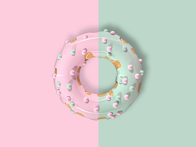 Duble. 3d art cinema 4d design donut graphic design green illustration logo maxonc4d photoshop pink sweet