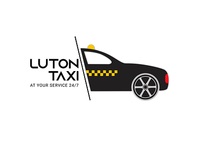 Luton Taxi "At your service 24/7" branding design graphic design illustration illustrator logo minimal typography vector