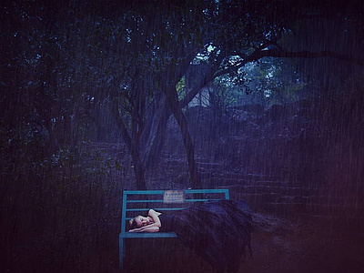 Sleep in the storm dark photography photomanipulation rain surreal