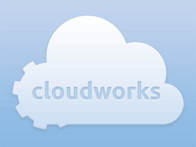cloudworks logo GIF animation cloud cog gear logo works