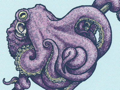 Cephalovepod heart octopus screenprint