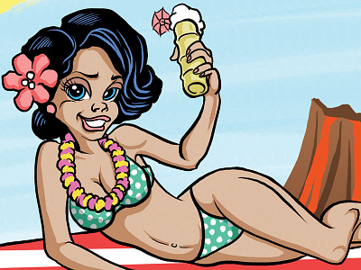 Island Girl cartoon illustration photoshop