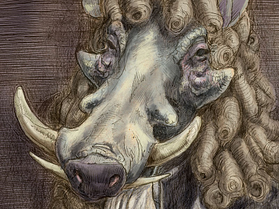 Periwig beer illustration pencil photoshop warthog wig