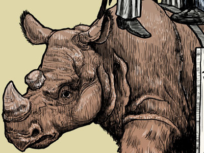 Rhino illustration photoshop poster sumatran rhinoceros