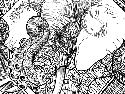 Unfathomable drawing illustration octophant photoshop