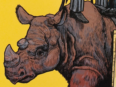 Rhino Printed illustration rhinoceros screenprint