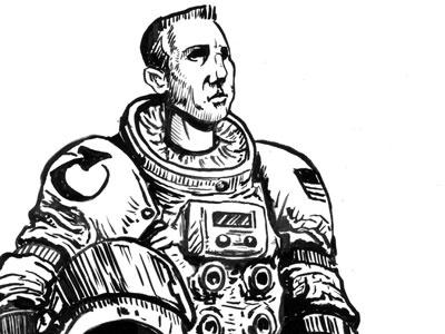 Astronaut illustration ink