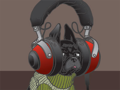 Tuck dog drawing french bulldog headphones illustration illustrator