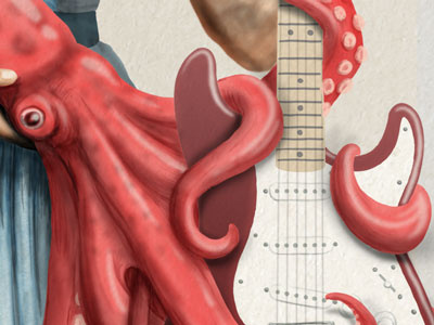 Squid 'N' Strat painting photoshop squid stratocaster