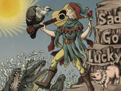 Sad Go Lucky Cover album cover crocodile fool illustration pig sketchbook pro tarot vulture