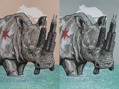 Chi-Noceros, 2nd Edition chicago illustration rhinoceros screen print silkscreen