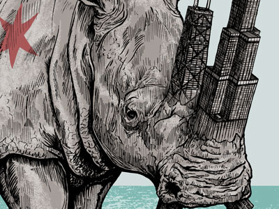 Chi-Noceros chicago hancock illustration rhinoceros sears tower