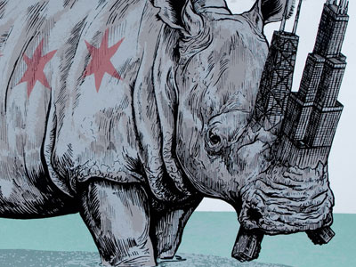 Chi-Noceros Printed chicago hancock illustration rhinoceros screenprint sears tower