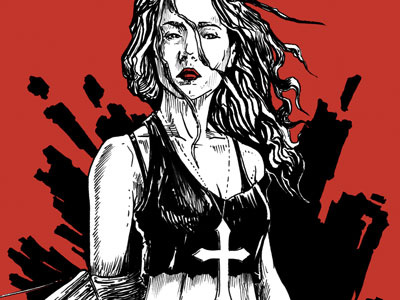 Faith buffy the vampire slayer five by five illustration ink