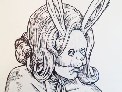 Wabbit illustration ink poster rabbit