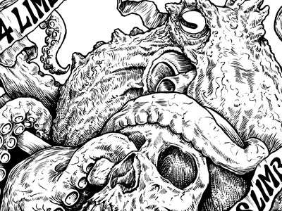 Mollusk Defeat Ape illustration ink octopus skull