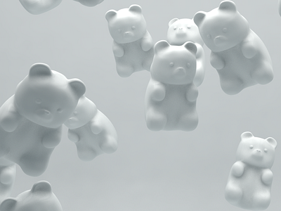 Bears in my mind 3d arnold bears cinema4d floating gravity minimal octane space white