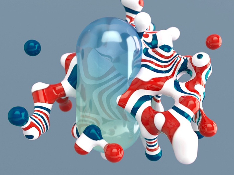 Coral camera transparency rendering modeling octane floating realflow minimal grey white blue red color cinema4d arnold 3d design render coral c4d