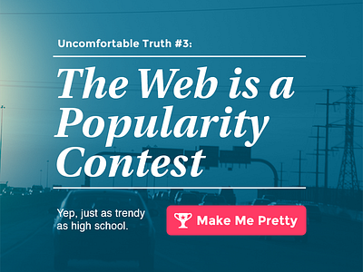 Popularity Contest blue flat serif traffic trophy typography web