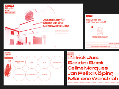 Discart Exhibition Website bremen clean cola design exhibition kirby marquee minimal modern monochrom onepager red simple syne typography ui ux variable font webdesign website