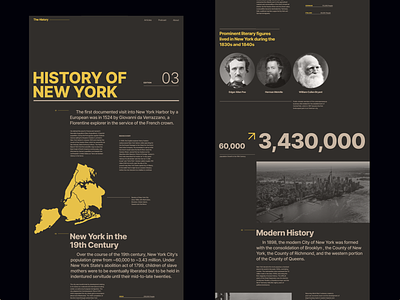 History of New York Layout colors concept experimental flat grid landing page layout magazine magazine design minimal newyork typography ui web webdesign website yellow