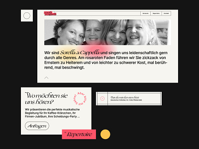Sorella a Cappella Website art brutalism brutalist design dailyui design frontend geometry grand slang kirby kirby cms kirby3 layout minimalism music red typography ui webdesign website yellow