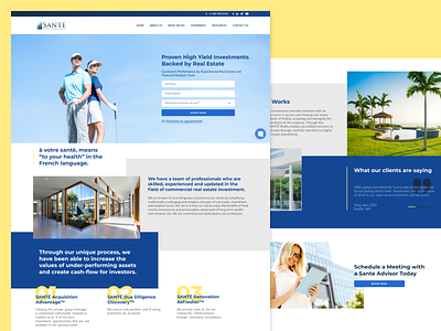 SANTÉ: Landing page interface investments landing page real estate ui web design