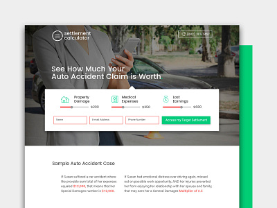 Landing page design for Settlement Calculator calculator icons landing landing page landing page design logo design