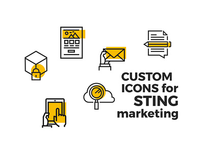 Icons for Sting bee corporate flat design icon design icons icons set minimal sting yellow