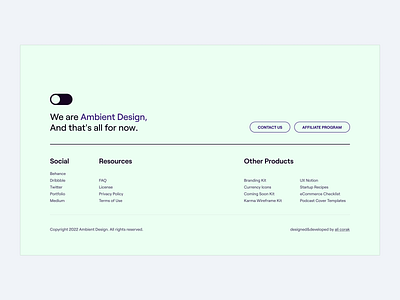 Ambient Design / footer section branding clean clean design design figma footer footer section landing landing page minimal pastel pastel color soft color typography ui ux ux design website