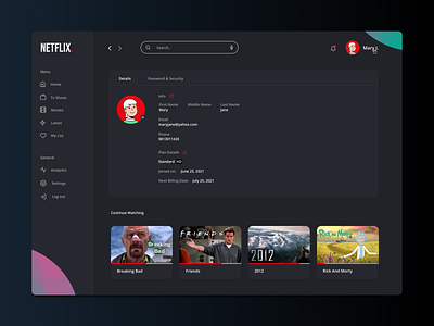 #DailyUI 006: Netflix Profile dailyui design figma netflix profile ui webdesign