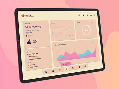 #DailyUI 21: Home Monitoring Dashboard 3d app dailyui dashboard design figma happyhues monitor tablet ui vectary webdesign