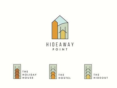Hideaway Point Logo cabin house logo parts stained glass