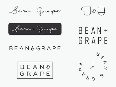 Bean + Grape bean cafe coffee grape hand lettering logo logotype script wine