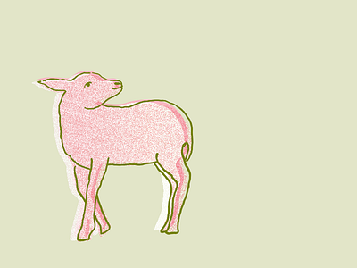 little lamb green illustration lamb pink texture