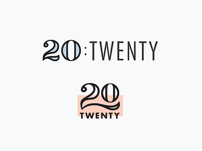 20:twenty 20 blocking color logo numbers serif twenty