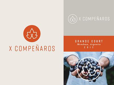 X Companeros handrawn label letter logo wine x
