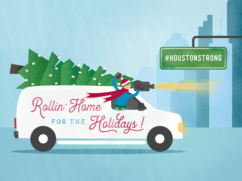 Rollin' Home for the Holidays video camera grain texture houston tree van car holiday christmas