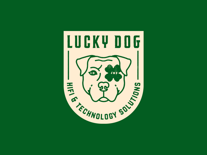 Lucky Dog badge bull clover dog four leaf logo lucky pit pitbull