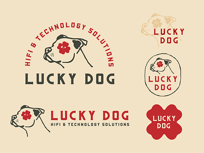 More Lucky Dog badge bull clover dog four leaf logo lucky pit pitbull