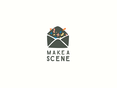 Make a Scene confetti envelope logo playful stationery whimsical
