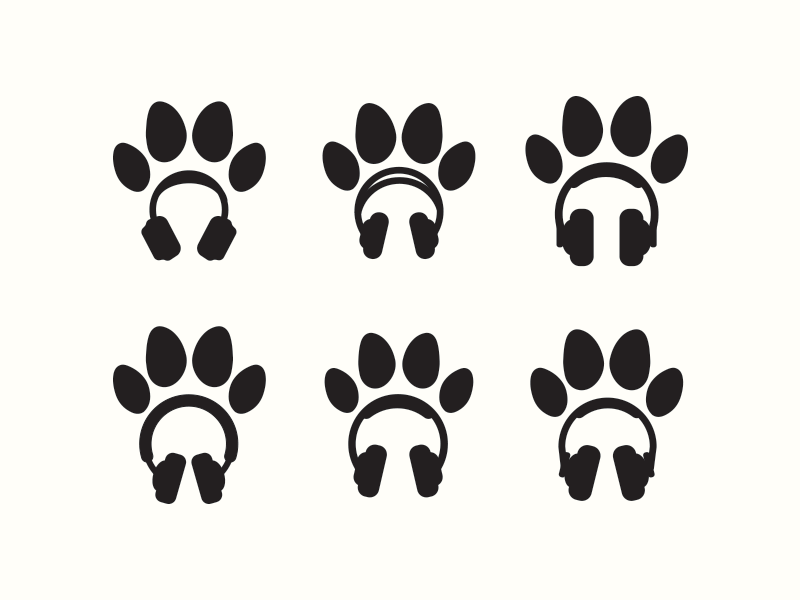 headphone paw prints options logo music dog prints paw headphone