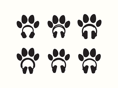 headphone paw prints dog headphone logo music options paw prints