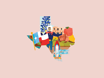 All things Texas collage aramadillo blue bonnet collage flag illustration nasa texas vector