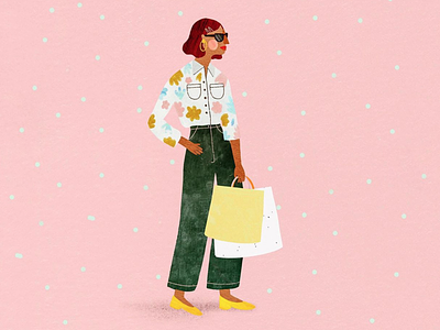 Spring girl 🌸 female character illustration illustration art illustrator kids illustration motif outfit shopping trendy trendy pattern