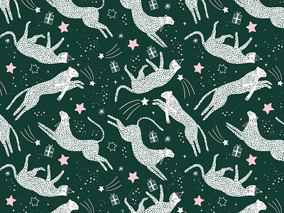 Winter pattern ✨ animal cheetah christmas illustration illustration art illustrator kids illustration motif motifs pattern winter
