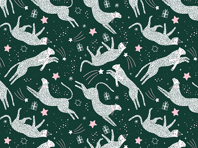 Winter pattern ✨ animal cheetah christmas illustration illustration art illustrator kids illustration motif motifs pattern winter