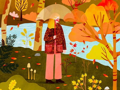 Autumn outfit 🧡 autumn autumn leaves female character illustration illustration art illustrator kids illustration landscape illustration