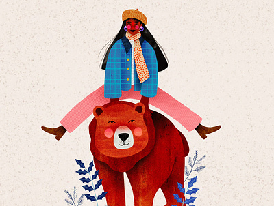Friendship animal bear brown bear female character illustration illustration art illustrator kids illustration