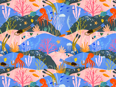 My octopus friend 🐙 illustration illustration art illustrator kids illustration motif ocean octopus pattern print sea under the sea